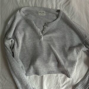Grey waffle knit top